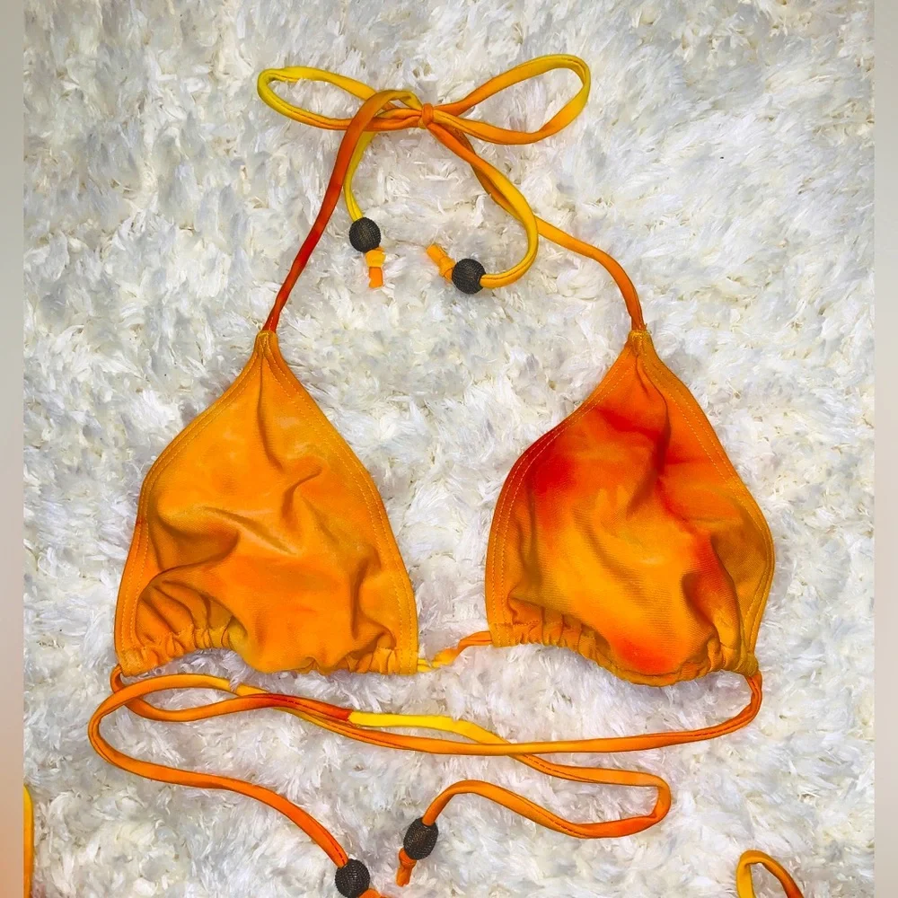 Vibrant Orange Tie-Dye Bikini Set - Picture 3 of 8